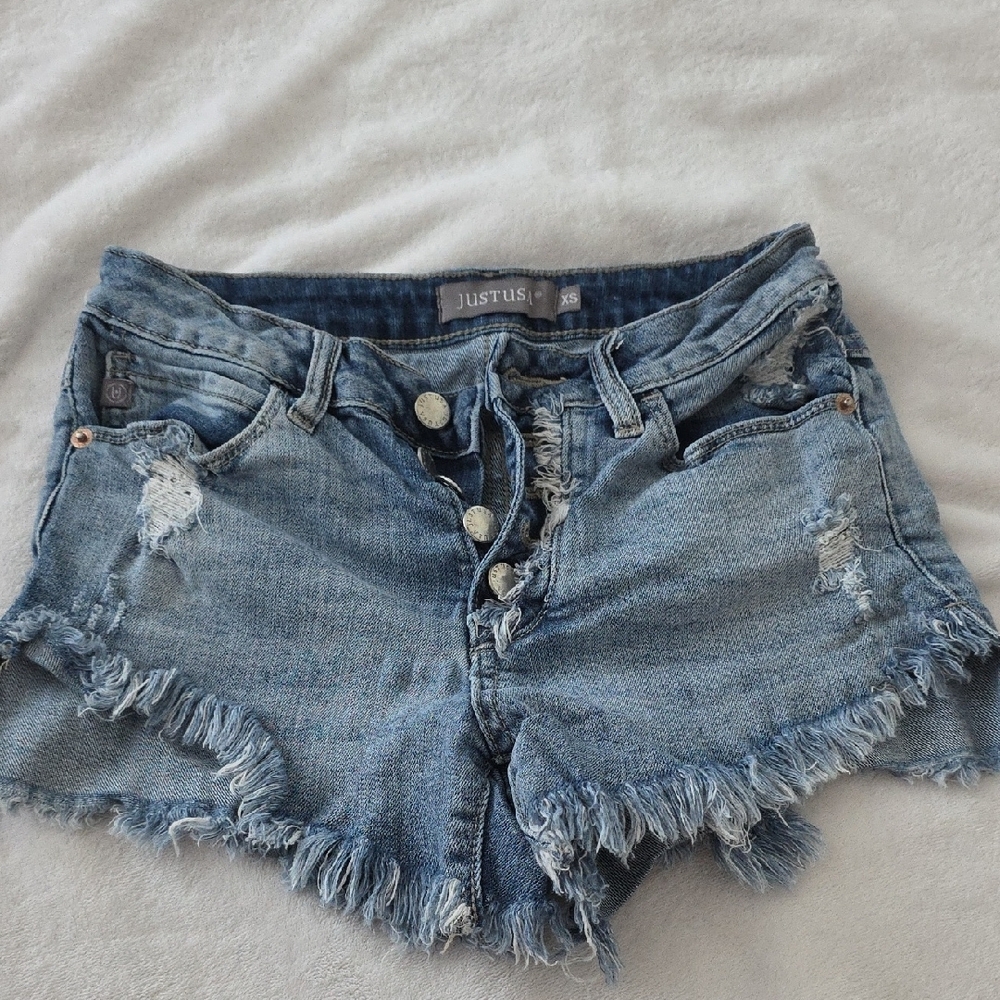 Just USA Women's Distressed Blue Denim Shorts